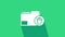 White Delete folder icon isolated on green background. Delete or error folder. Close computer information folder. 4K