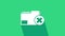 White Delete folder icon isolated on green background. Delete or error folder. Close computer information folder. 4K