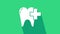 White Dental clinic for dental care tooth icon isolated on green background. 4K Video motion graphic animation