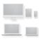 White desktop computer display screen smartphone tablet portable notebook or laptop.