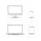 White desktop computer display screen smartphone tablet portable notebook or laptop. Outline mockup electronics devices phone