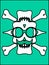 White devil skull with glasses and green background