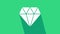 White Diamond icon isolated on green background. Jewelry symbol. Gem stone. 4K Video motion graphic animation