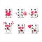 White dice cartoon character with love cute emoticon