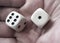 White dices in man hand