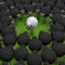 White different sheep on green grass 3d illustration