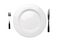 White dinner plate fork knife and clipping path