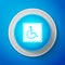 White Disabled handicap icon isolated on blue background. Wheelchair handicap sign. Circle blue button with white line