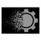 White Disappearing Pixel Halftone Gear Icon