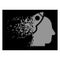 White Dissipated Pixel Halftone Space Rocket Thinking Head Icon