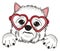 White dog with red glasses