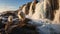 White Dog At Waterfall: Terragen Style In Lively Coastal Landscapes