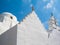 A white domed greek church in Mykonos, Greece.