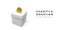 White donation box with gold coin. 3D realistic charity and donation concept. Business object for banner and poster