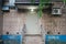 White door on a brick wall in the utility room