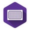 White Doormat icon isolated with long shadow. Welcome mat sign. Purple hexagon button