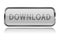 White DOWNLOAD button with bold chrome frame. 3d shiny icon