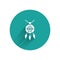 White Dream catcher with feathers icon isolated with long shadow. Green circle button. Vector Illustration.