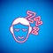 White Dreams icon isolated on blue background. Sleep, rest, dream concept. Resting time and comfortable relaxation