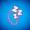 White Dreams icon isolated on blue background. Sleep, rest, dream concept. Resting time and comfortable relaxation