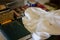 White dress and baptismal bible in the temple