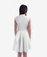 White dress template on a girl, mid-length sundress with closed back, zipper, wave skirt,  on background