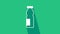 White Drinking yogurt in bottle icon isolated on green background. 4K Video motion graphic animation