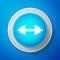 White Dumbbell icon isolated on blue background. Muscle lifting icon, fitness barbell, gym icon, sports equipment symbol