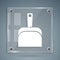 White Dustpan icon isolated on grey background. Cleaning scoop services. Square glass panels. Vector