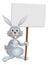 White Easter bunny sign