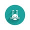 White Easter rabbit icon isolated with long shadow. Easter Bunny. Green circle button. Vector