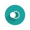 White Eclipse of the sun icon isolated with long shadow. Total sonar eclipse. Green circle button. Vector