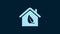 White Eco friendly house icon isolated on blue background. Eco house with leaf. 4K Video motion graphic animation