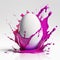 White egg with splash magenta paint, Holiday draw egg