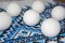 White eggs blue Ukrainian embroidered