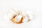 White eggshells on a white background isolated