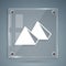 White Egypt pyramids icon isolated on grey background. Symbol of ancient Egypt. Square glass panels. Vector