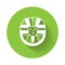 White Egyptian pharaoh icon isolated with long shadow background. Green circle button. Vector