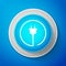 White Electric plug icon isolated on blue background. Concept of connection and disconnection of the electricity. Circle
