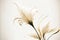 White elegance fantasy calla lily flowers on a white background. Created with Generative AI