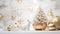 white elegant Christmas background with decorative Christmas figurines