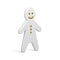 White elegant smiling gingerbread man traditional shape Christmas character 3d template vector