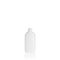 White elliptical medium PEHD bottle container on white background. Template of a bottle for cosmetics and medical products