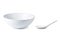 White empty ceramic spoon and White bowl for soup
