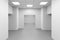White empty corridor, symmetrical office interior background