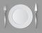 White Empty Flat Round Plate Fish Fork Knife Table Setting