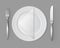 White Empty Flat Round Plate Silver Fork Knife Napkin