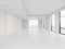 White empty interior, office space with large windows