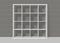 White empty square bookshelf on grey brick wall background