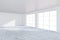 White emty office interior with large windows. 3d rendering